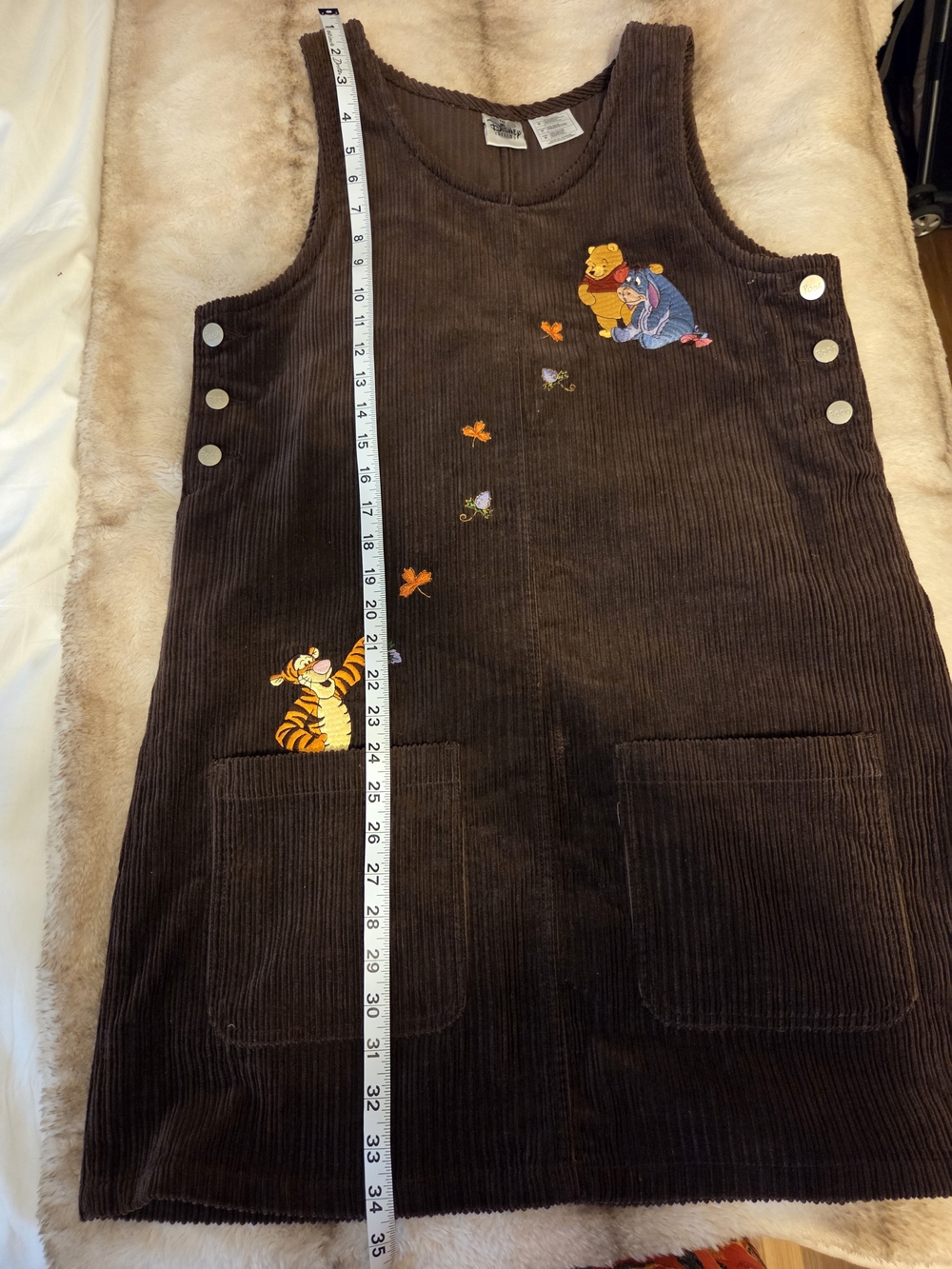 Disney Brown Corduroy Winnie the Pooh Mini Pinafore Dress - Picture 2 of 11